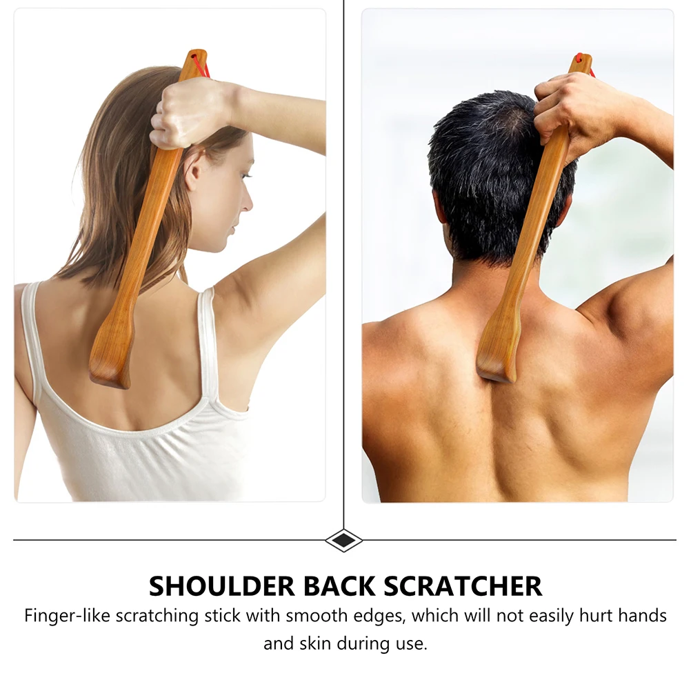 

2pcs Wooden Back Scratcher Premium Non-Rust Massage Tool For Itching Relief Body Scratching Stick Smooth Edges Hole Design