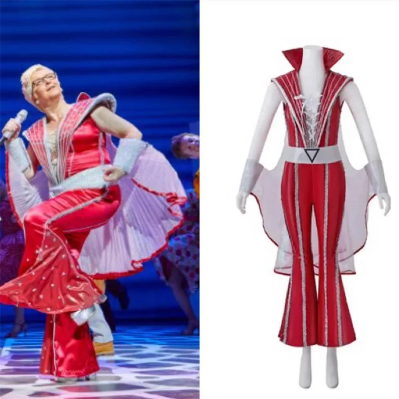 

Musical Mamma Mia Cosplay Costume Abba Theat Disco Jumpsuit Women's Deluxe Dance Outfit Red Suit