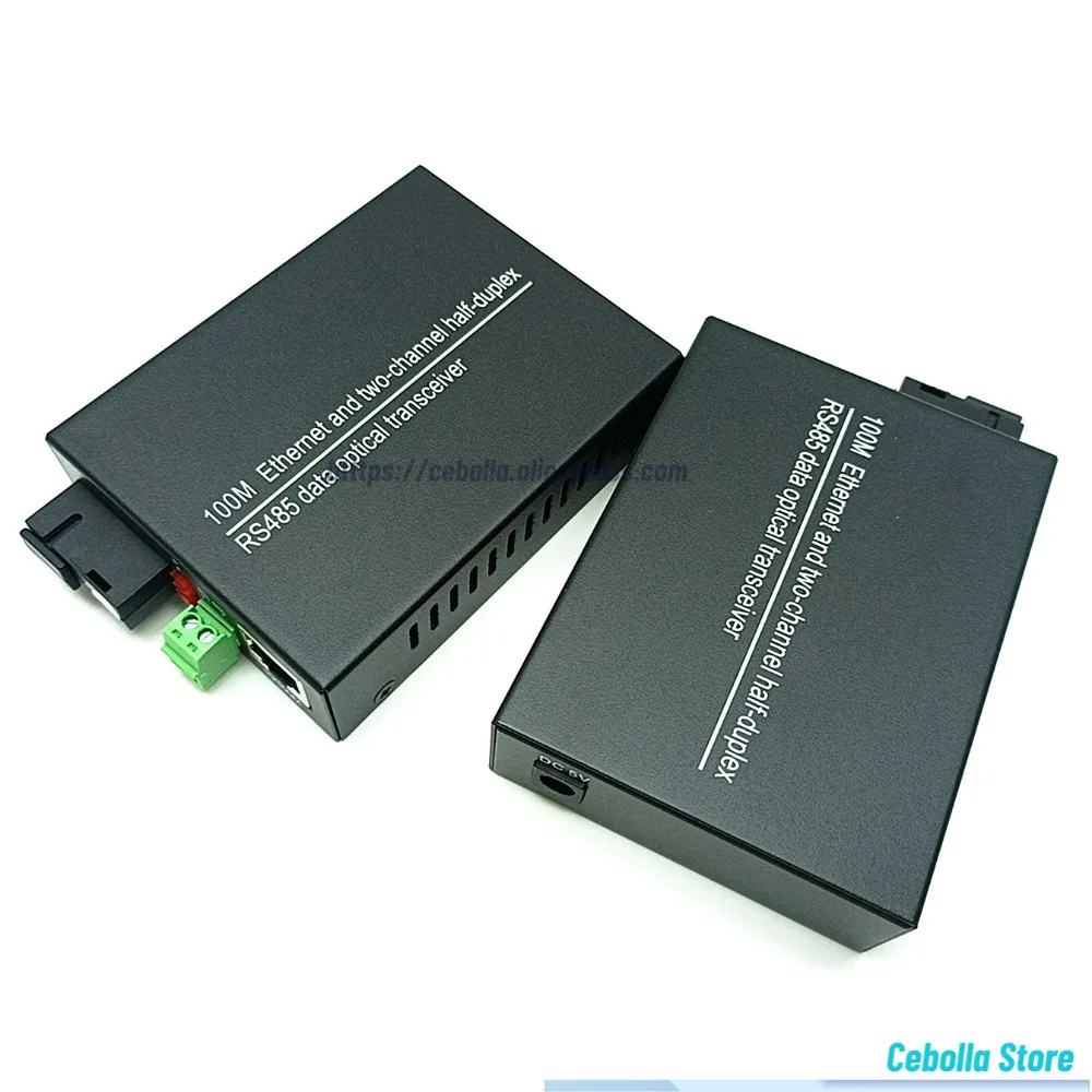 1 ペア 1 BIDI RS-485 シンプレックス SM 光ファイバー送信機および受信機 RS485 データエクステンダーコンバータ、10/100Mbps イーサネット付き