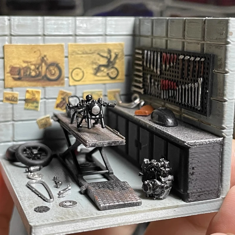 1/64 도구 벽 구멍 플레이트 모델 수정 자동차 차고 수리 액세서리 DIY 장면 배열 1:64 수지 미니어처 그림