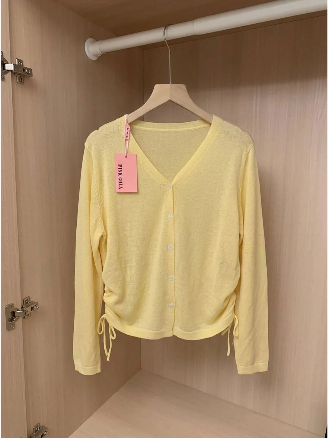 Ladies V-Neck Long Sleeve Knitted Open Cardigan Thin Summer Commute Drawstring Waist Sun Protection Air Conditioning Cover up...