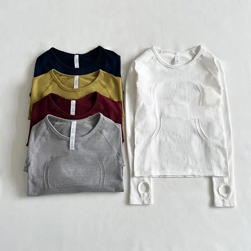 Slim Fit Sports Long Sleeve T-Shirt round Neck Seamless Shaping for Running Fitness Gym Base Shirt Quick Dry Breathable Women