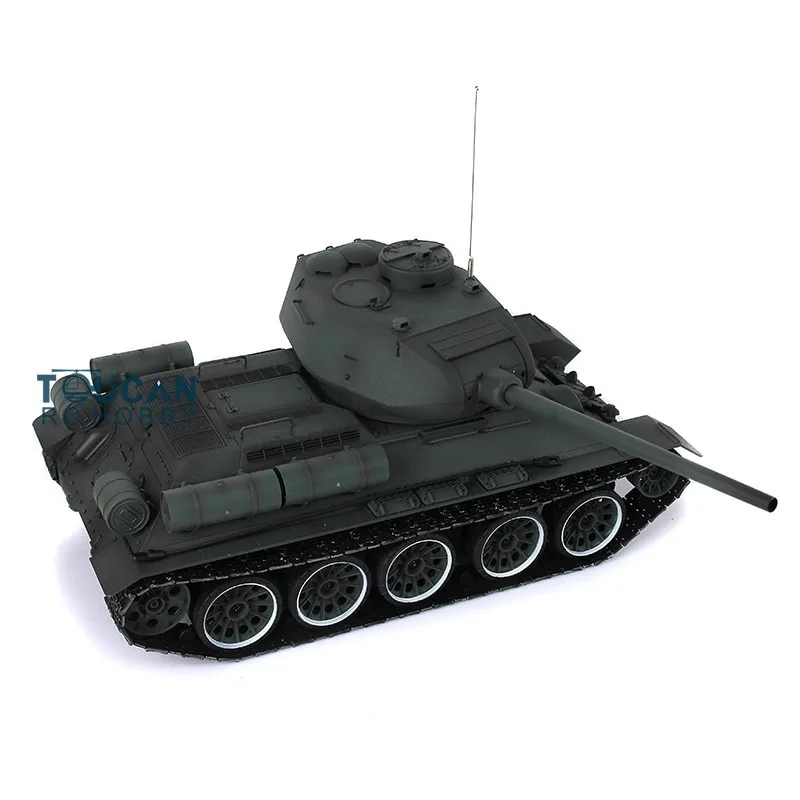 Zabawki HENG LONG 1/16 RTR Zielony 7.0 Plastikowy Radziecki Czołg T34-85 RC 3909 360 °   Pociski BB do wieżyczki, funkcja dymu, podczerwień, Panzer