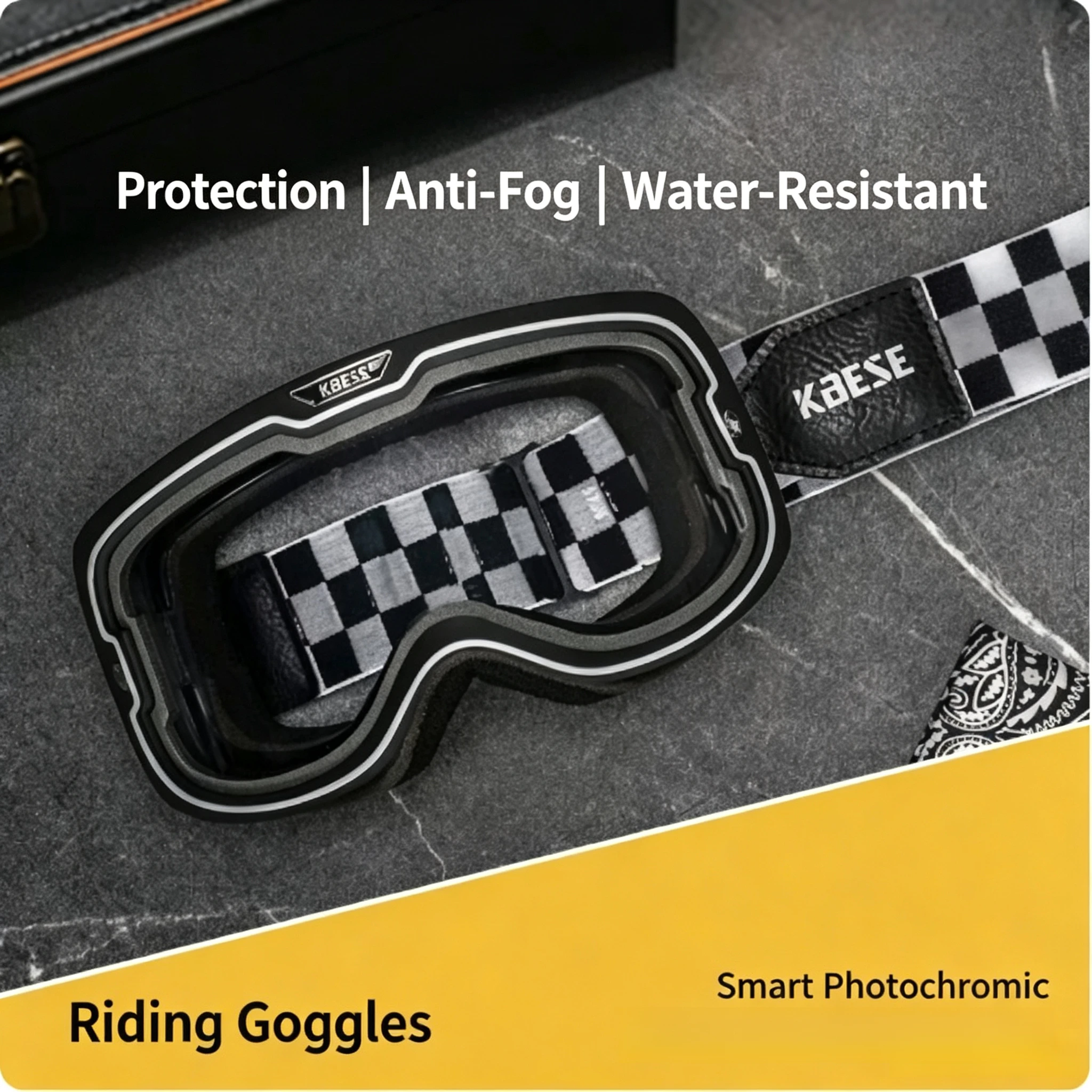 Retro Motorcycle Goggles Photochromic Light Adaptive Lens Anti-Fog Windproof UV Protection Riding Eyewear for Open Face