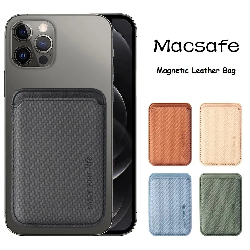 For Magsafe Wallet On For iPhone 16 15 14 13 12 Samsung Mag Safe Wallets Leather Carbon Fiber Magnetic Macsafe Card Holder Cases