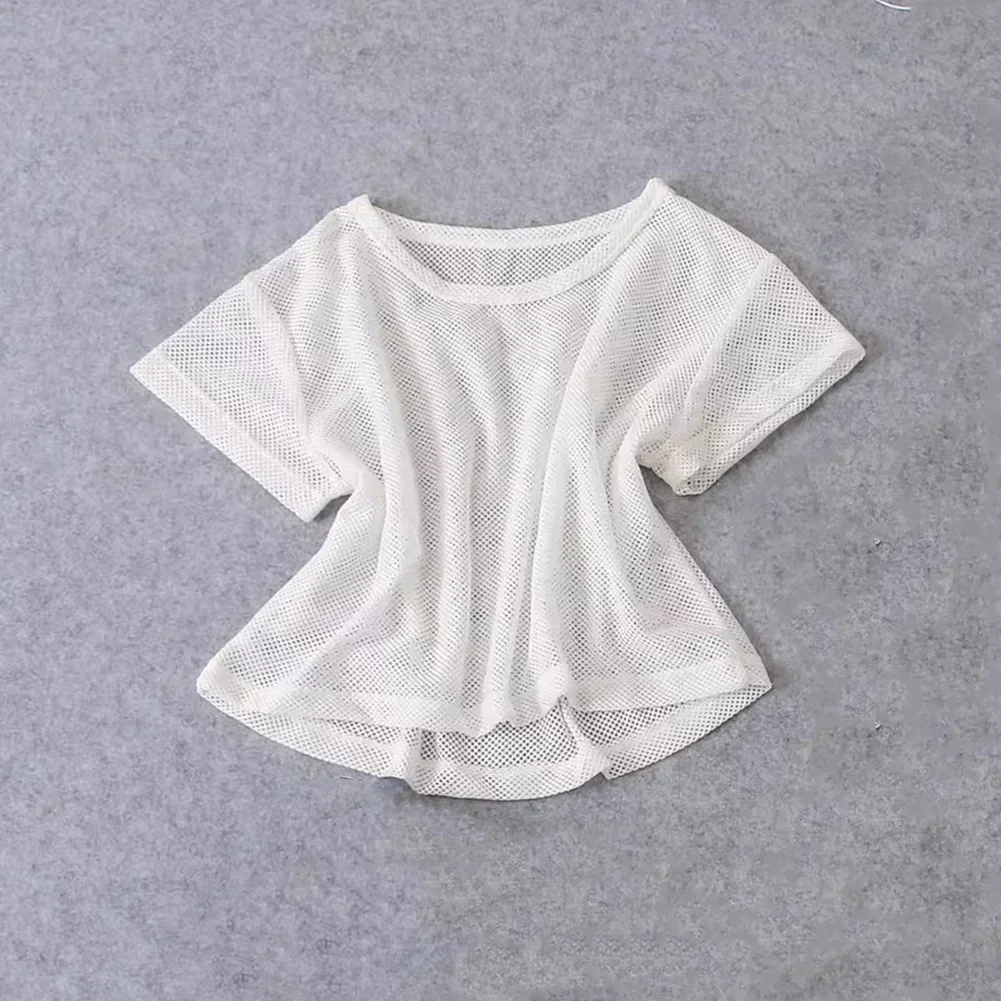 Frauen Yoga Shirt Sexy Kurzarm Mesh T-Shirt Sport Top Cover Up Quick Dry Gym Kleidung Laufen Fitness Tank Sportswear – Detail 8
