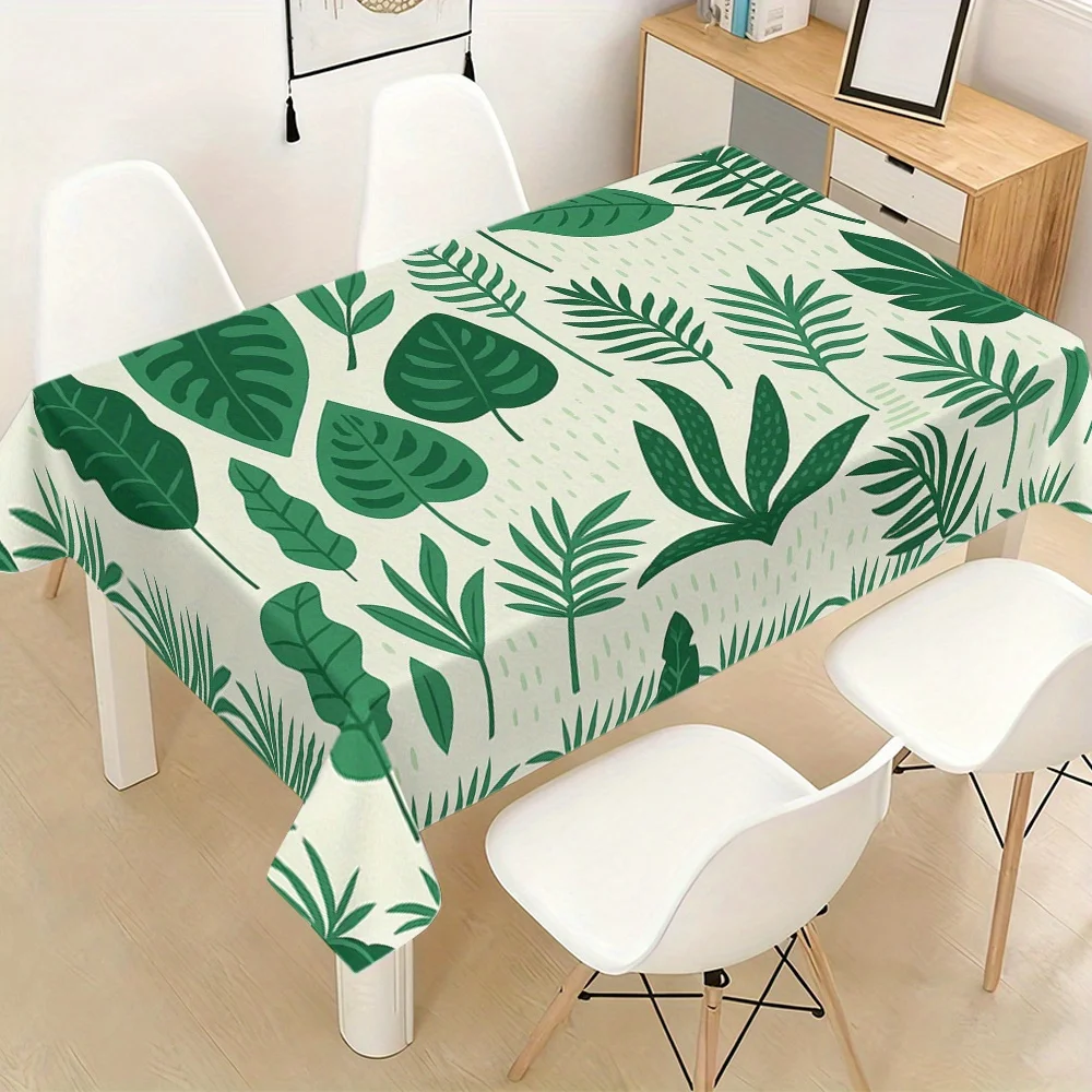 A Soft And Stylish Tablecloth Featuring a Tropical Plant Design, Machine Washable And Easy to Clean, Suitable for Dining Tables, Coffee Tables, Desks, Picnic Tables, Outdoor Dining, And Camping, Enhancing a Refined Lifestyle with Home Textiles