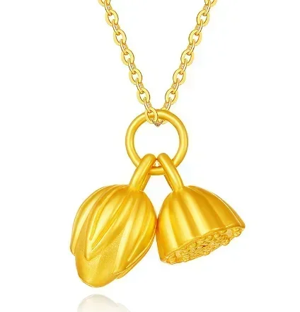 

real gold 999 charms 24k pure gold lotus pendants for women birthday gift