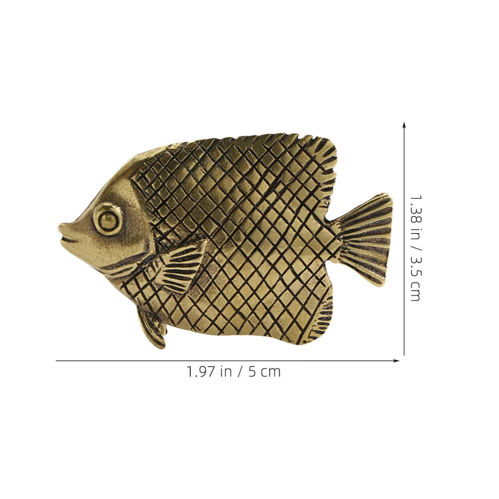 

2 Pcs Ornamental Tea Pet Retro Copper Sculpture Fine Workmanship Home Decor Figurine Fish Statue Copper Fish Figure Mini