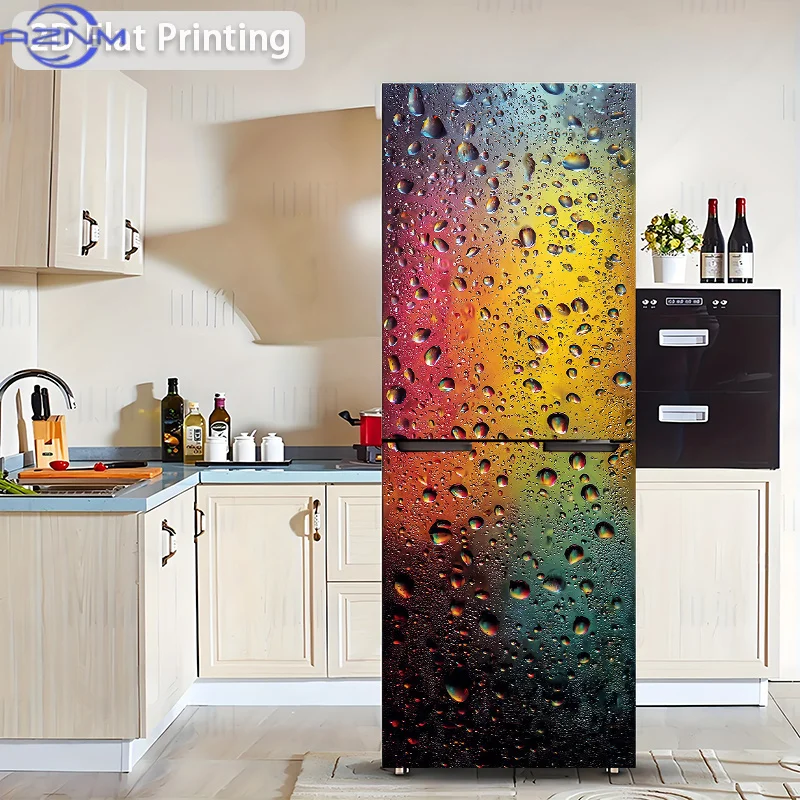 [Printing] Refrigerator Sticker [60×180 Cm] Rainbow on The Window After Rain Wall Sticker Decoration Wallpaper Self-Adhesive S