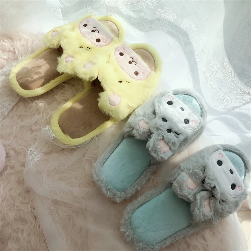 Kawaii Kuromi My Melody Cartoon Slippers Women Girl Anime Flat Peep Toe Plush Indoor Shoes Non-slip Casual Pink Spring Autumn