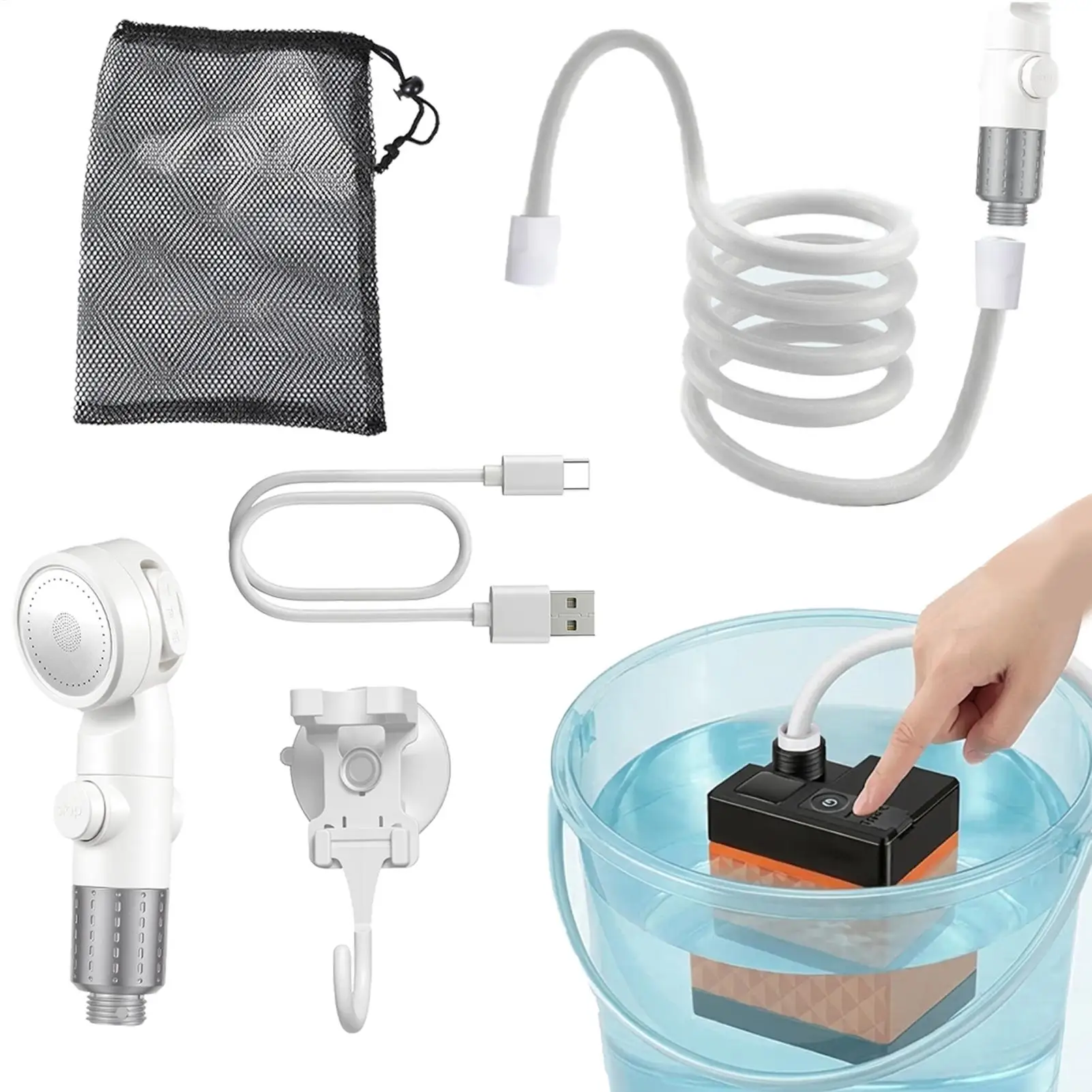 Camping Shower 3 Spray Modes Rechargeable Waterproof Wash Portable Shower Camping Accessories for Indoor Outdoor Hiking Travel