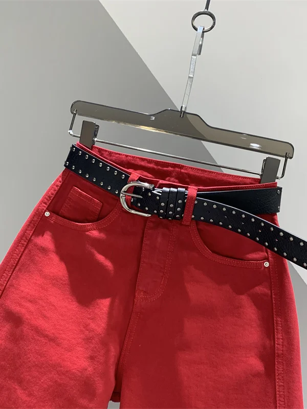 Casual Wide Leg Denim Jeans Women's Loose Elastic Floor-Length Knife Pants Spring Season High Waist Cotton Blend Comfortable