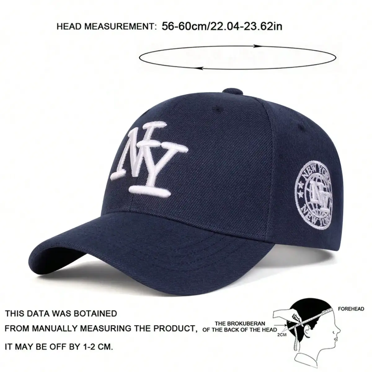 قبعة بيسبول واقية من الشمس مطرزة قابلة للتعديل من نيويورك للرجال في الهواء الطلق