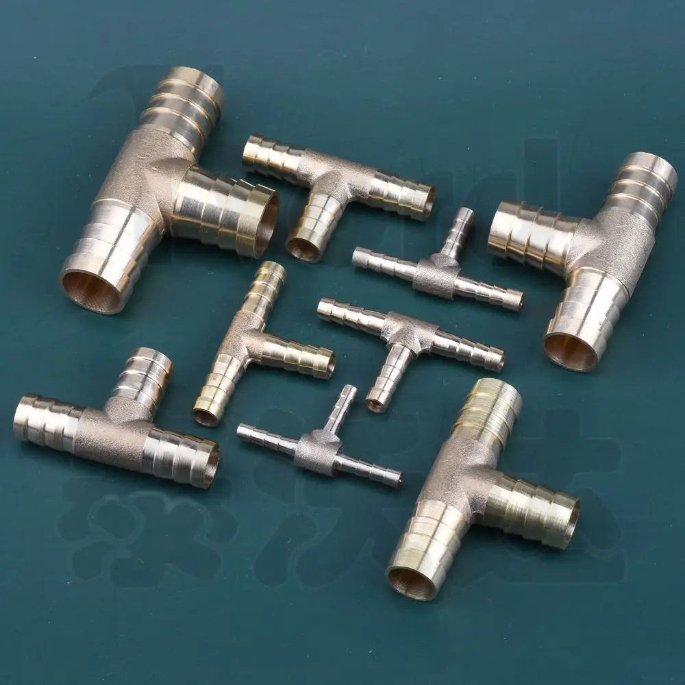 Brass T - type Hose Fittings with Barb Tail: Durable, Various Sizes from 4 - 25mm, Isometric & Reducing for Stable Connection