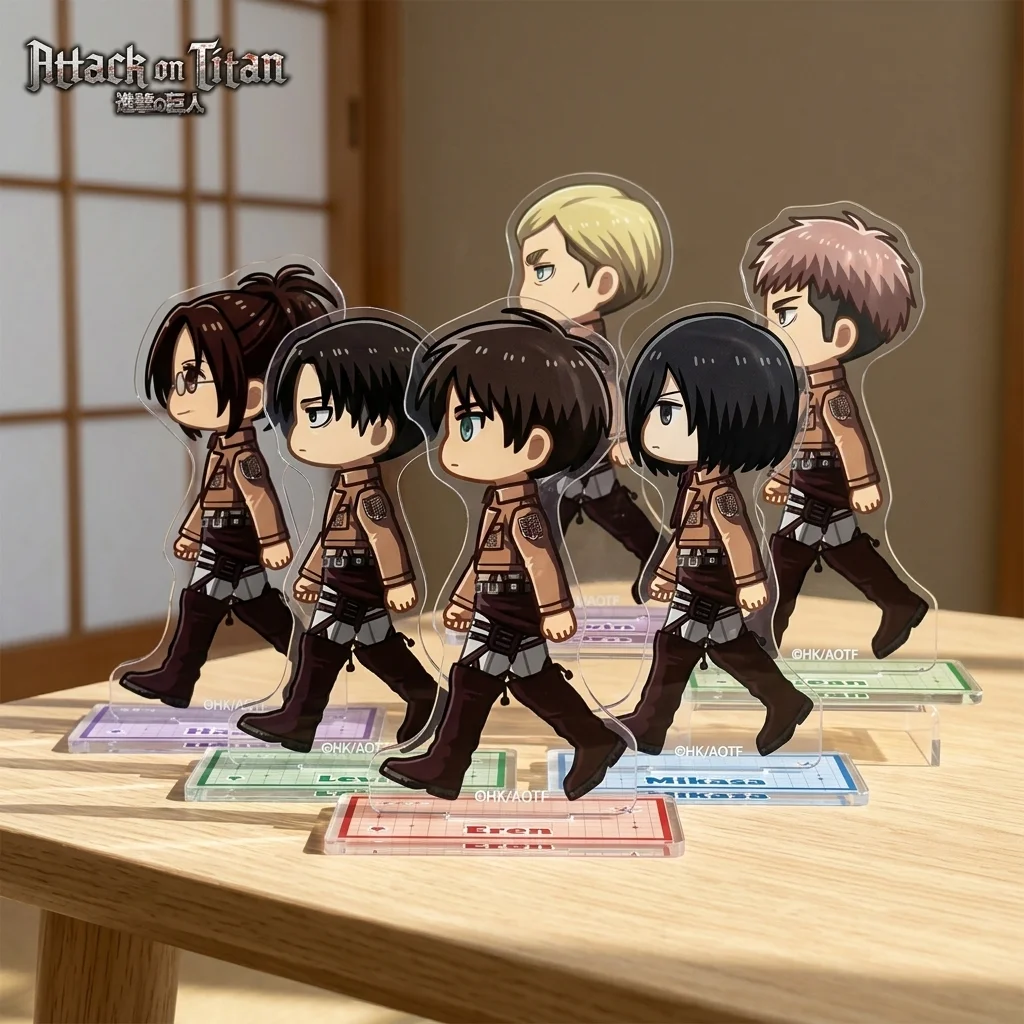 2026 New Attack on Titan Guard Prisoner VER 10&15CM Double Sided Acrylic Stand Keychain Anime Stand Eren Levi Hans Erwin Decor