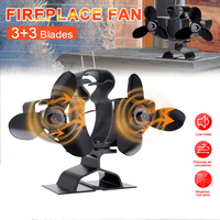 Double Headed Fireplace Fan 6 Blade Heat Powered Stove Fan Quiet Thermal Power Ventilation Home Efficient Heat Distribution