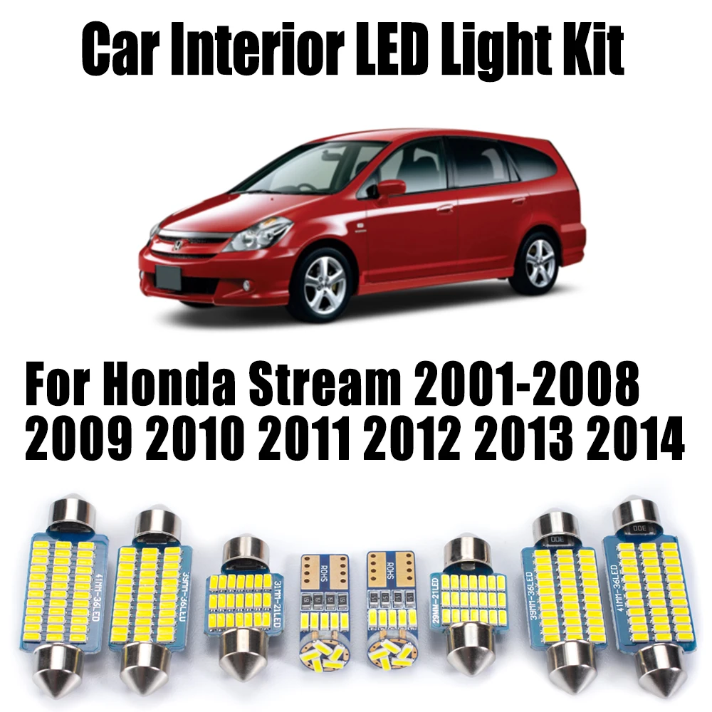 

Car LED Interior Reading Light For Honda Stream 2001-2007 2008 2009 2010 2011 2012 2013 2014 Canbus Number Plate Dome Bulb Kit