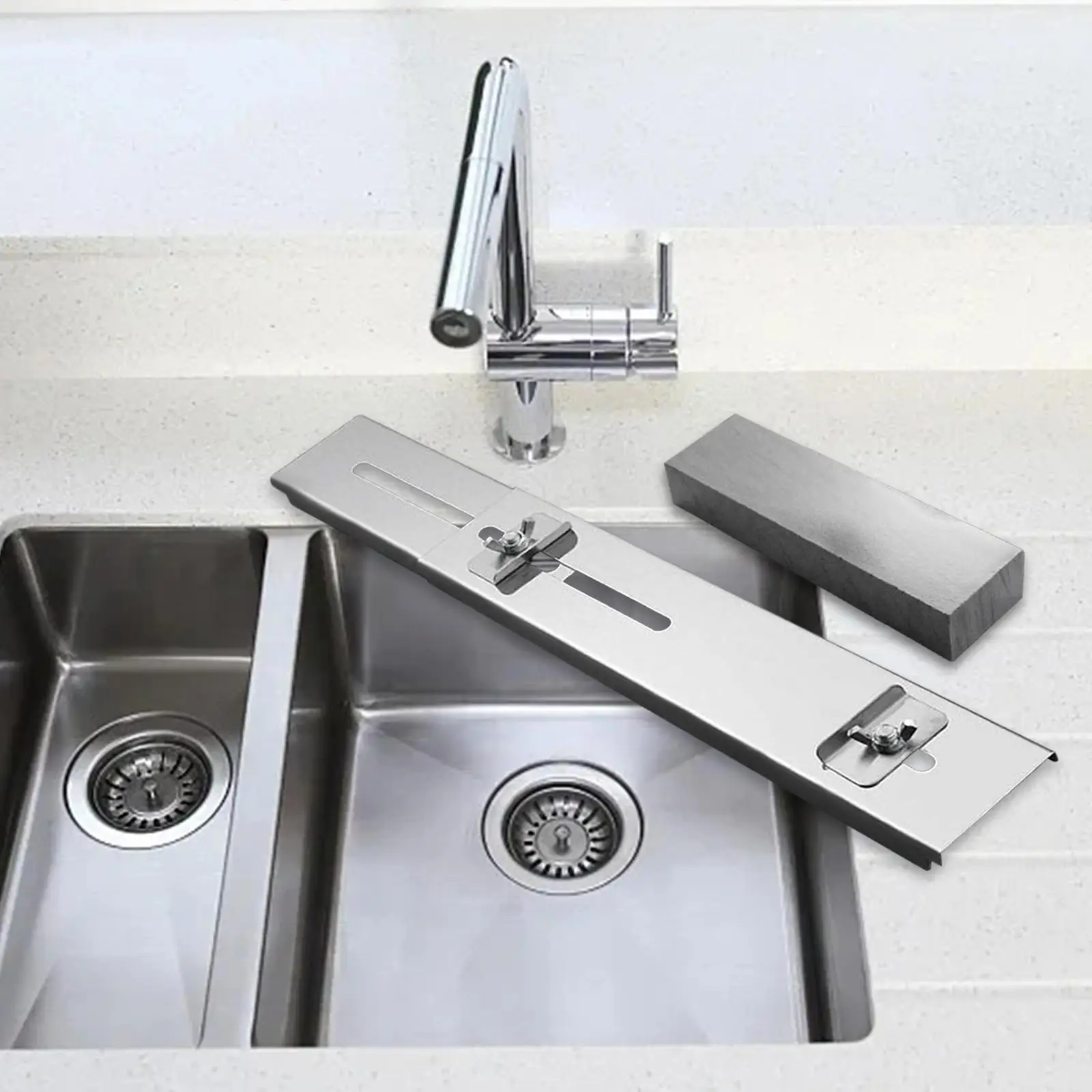 Sink Bridge Knife Sharpening Stone Whetstone Holder, Sink Bridge Stone Base, No Slip Adjustable Whetstone Holder