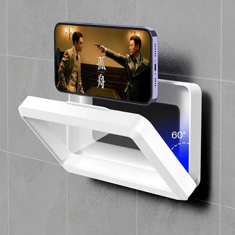 Waterproof Bathroom Phone Holder Home Wall Phone Case Stand Box Self-adhesive Touch Screen Phone Bracket Shower Sealing Storage