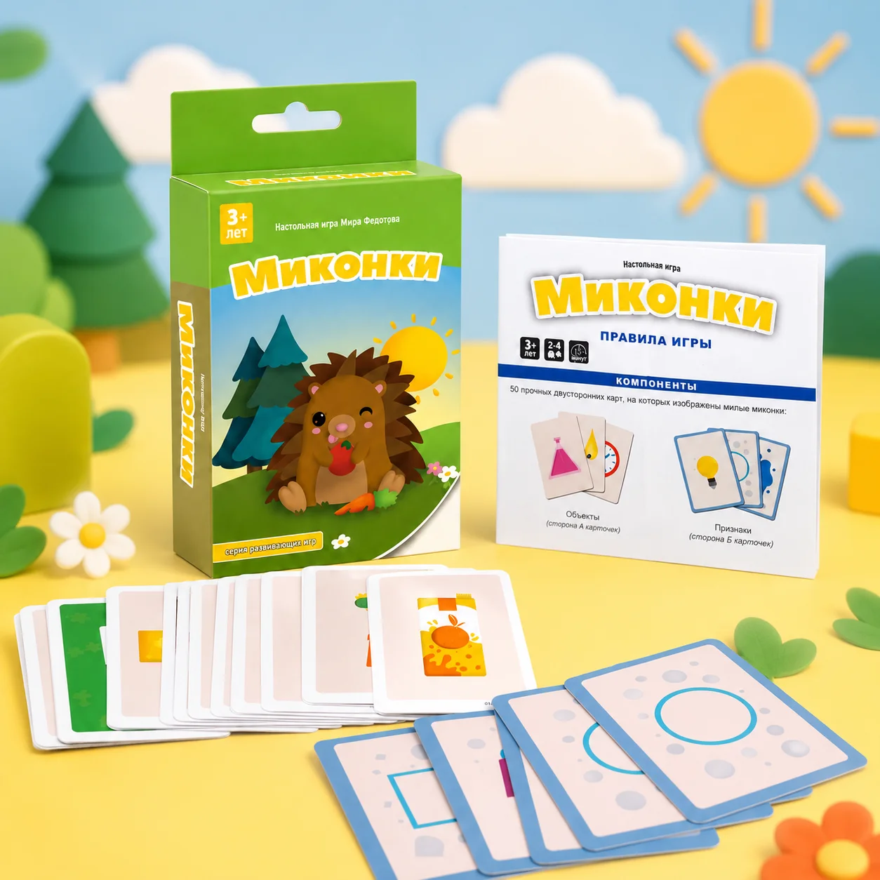 Mikonki Kids Picture Matching Card Game Early Learning Memory Logic Family Party Russian Version