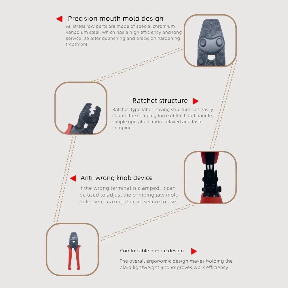 كماشة تجعيد طرفية صغيرة عارية HS-2MA كماشة طرفية غير معزولة كماشة تجعيد السقاطة كماشة خاصة لـ SC/SNB/RNB