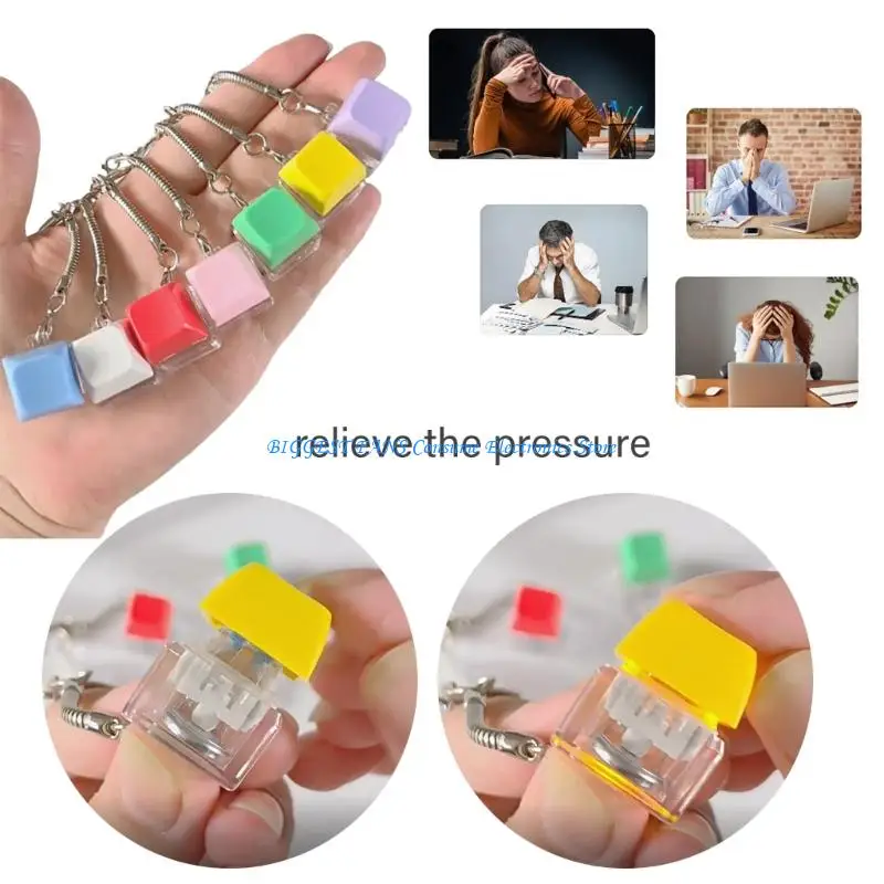 LED Light Up Keyboards Clicks Toy 1Key Keycap Tester Keychain For Anxiety Relief