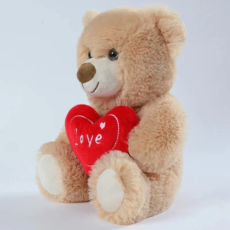 25 cm simpatico cuore orso cane giocattoli di peluche cuore rosso stampa amore animale creativo bambola di pezza per gli amanti regali di San Valentino