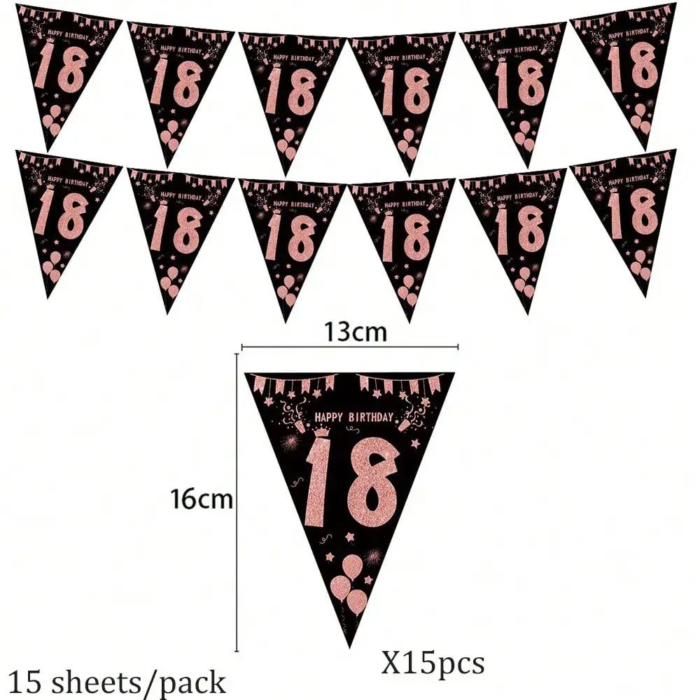 1set Gelukkige Verjaardag Bunting Banner 30/40/50/60/70/80th Party Decoraties Driehoek Vlag Guirlande voor Milestone Verjaardag Celebratio