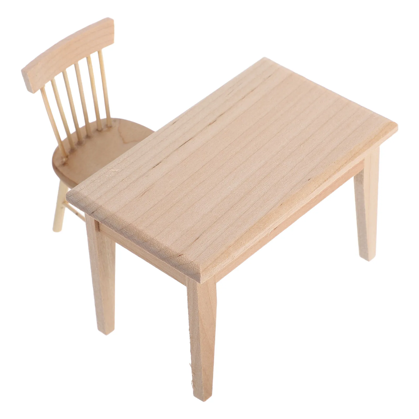 

2Pcs Miniature Wooden Table Chairs Set 1:12 Scale Realistic Natural Texture Ideal for Mini House Scenes Dollhouse Furniture