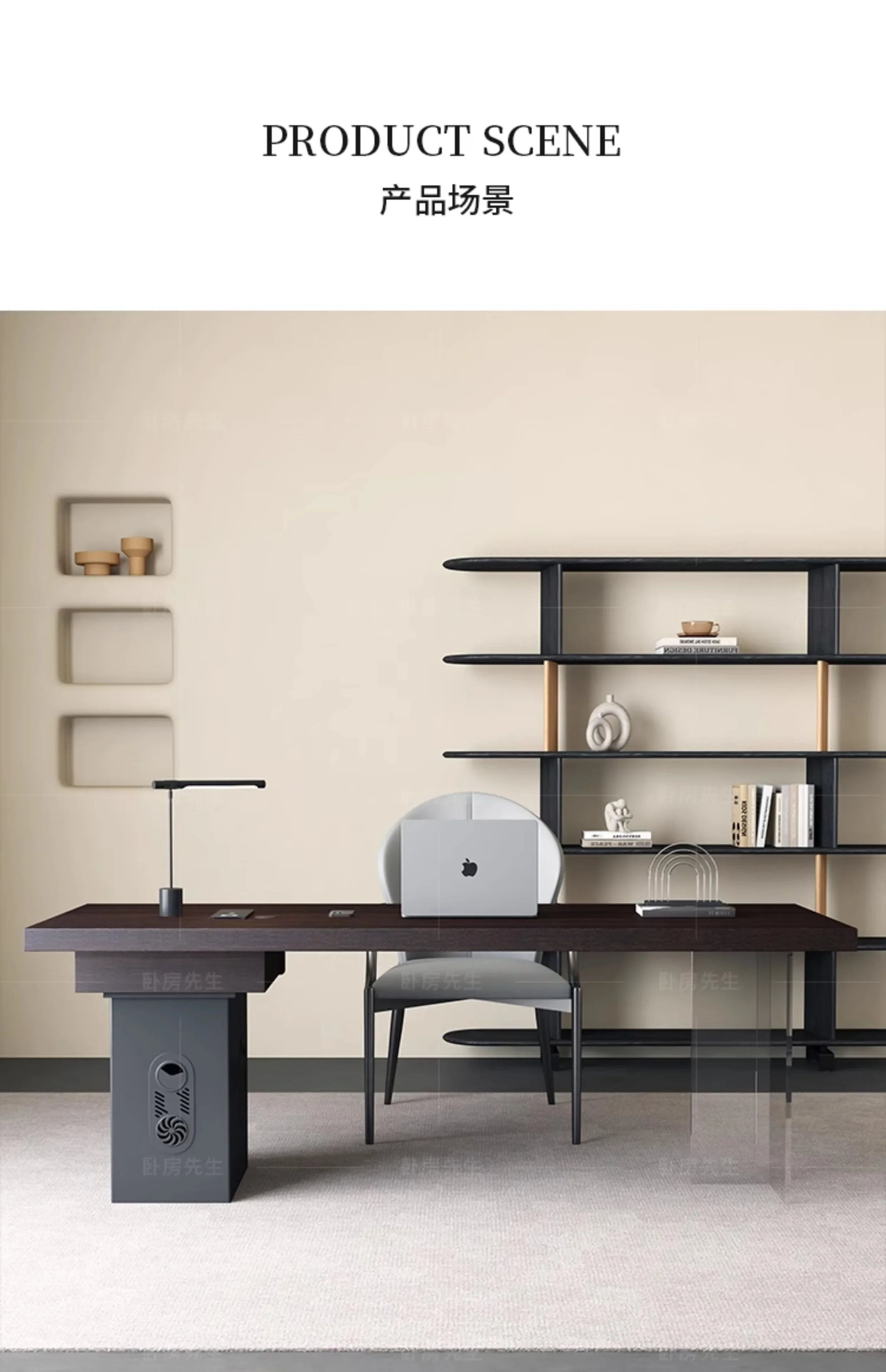 Smoky color Italian minimalist boss desk acrylic desk solid wood modern minimalist computer desk