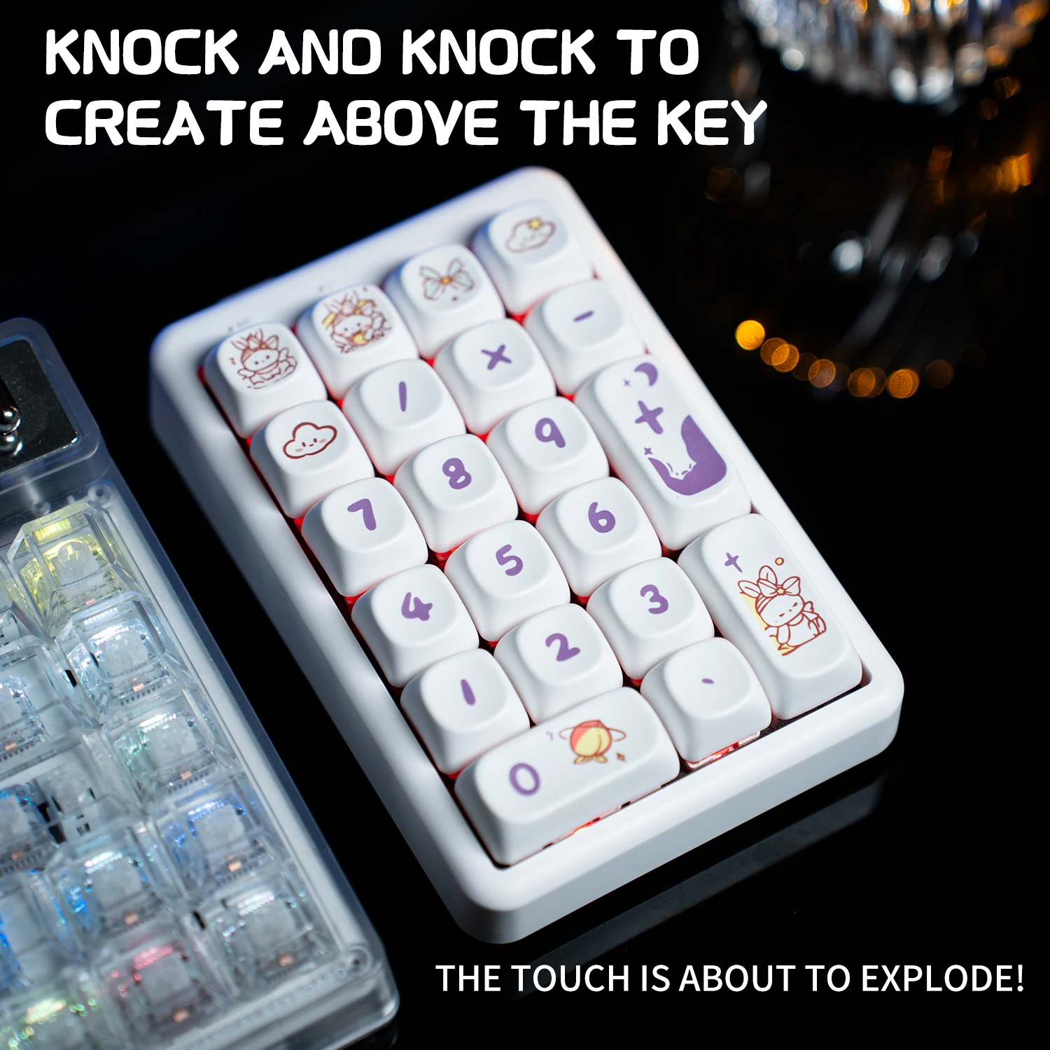 

21-Key Wireless Mechanical Keyboard Number Pad Tri-Mode Cartoon Numeric Keypad with Hot-Swappable Switches RGB Backlight