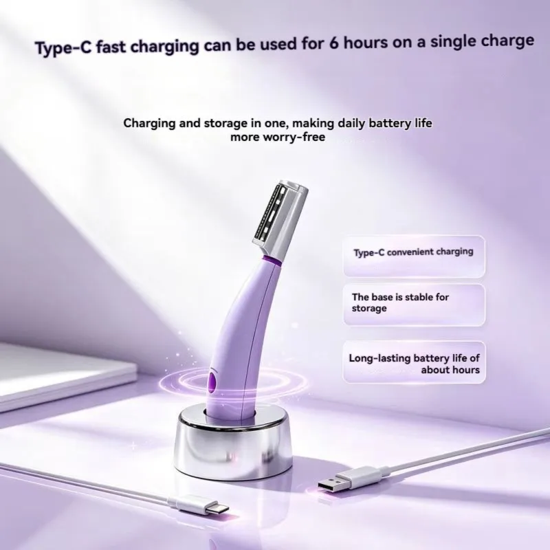 ABUU-Gentle Facial Hair Remover For Women, Painless Electric Eyebrow & Peach Fuzz Trimmer, Rechargeable Portable Skin Tool