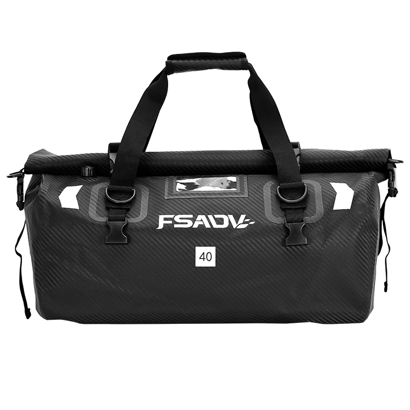 Carbon Black Motorcycle Waterproof Tail Bag Travel Outdoor Dry Luggage Roll Pack Bag 40/66L Luggage Backpack Motorcycle Seat Bag