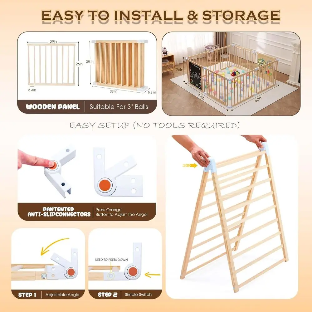 روضة أطفال خشبية قابلة للتعديل مع باب، سبورة/سبورة بيضاء مغناطيسية، ألعاب مونتيسوري، مركز أنشطة الطفل للأعمار من 3 سنوات فما فوق