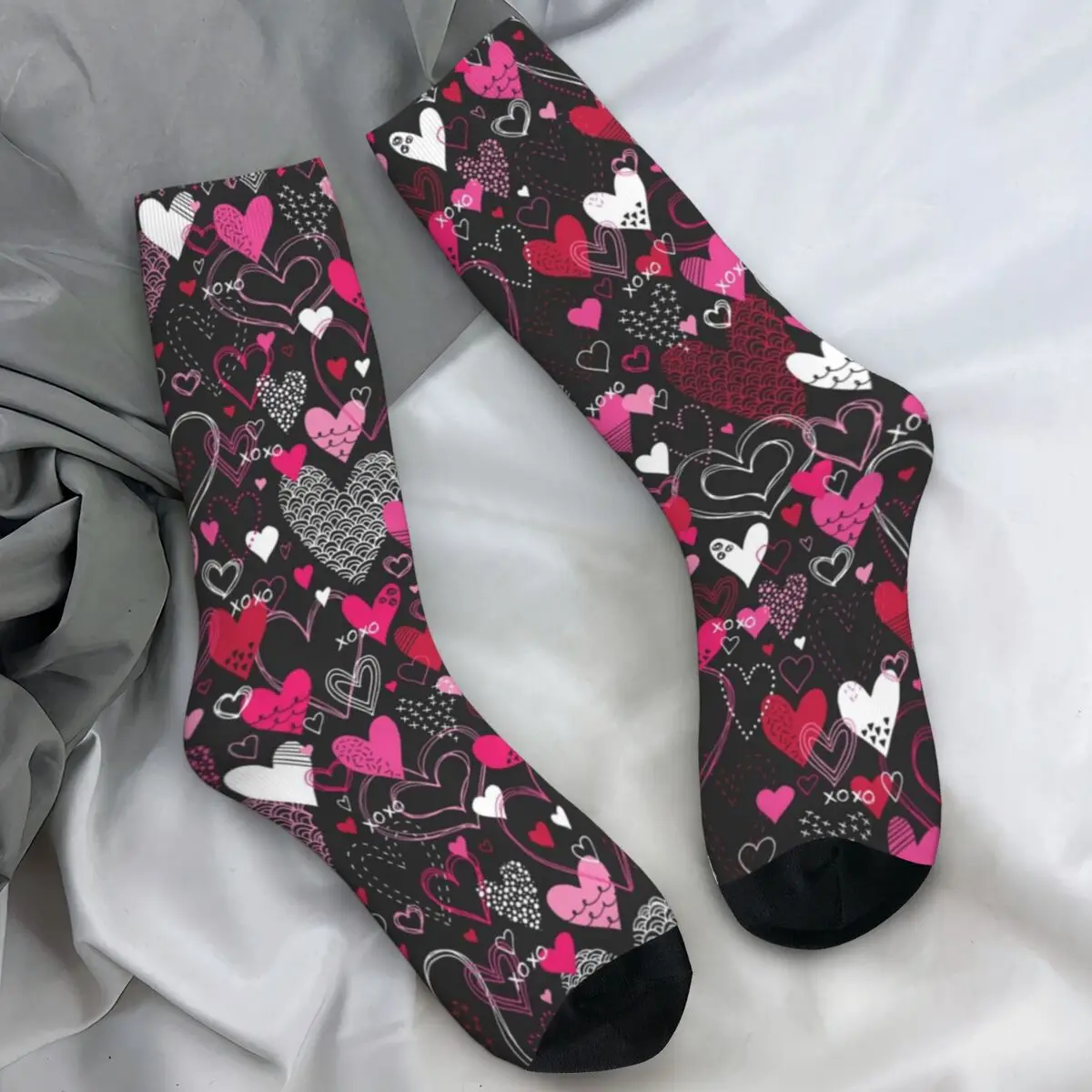 Coeurs et beisses bas unisexe abstrait géométrique dessin animé chaussettes doux loisirs chaussettes hiver Skateboard anti-dérapant chaussettes