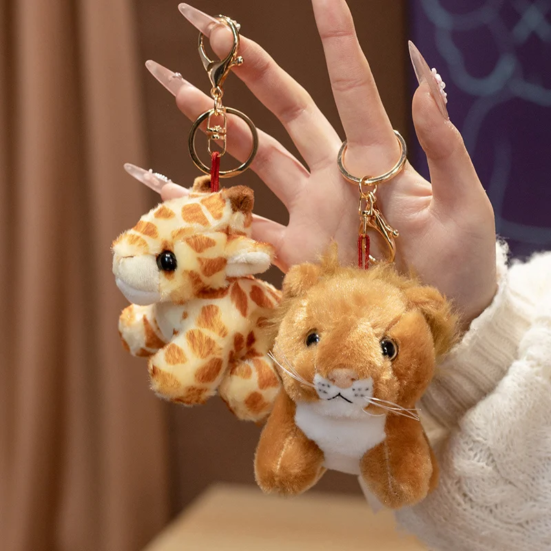 10 سنتيمتر الكرتون النمر ليوبارد الغزلان أفخم سلاسل المفاتيح Kawaii الباندا دمية محشوة قلادة حقيبة ظهره سيارة ديكور المنزل أفخم Keyrings