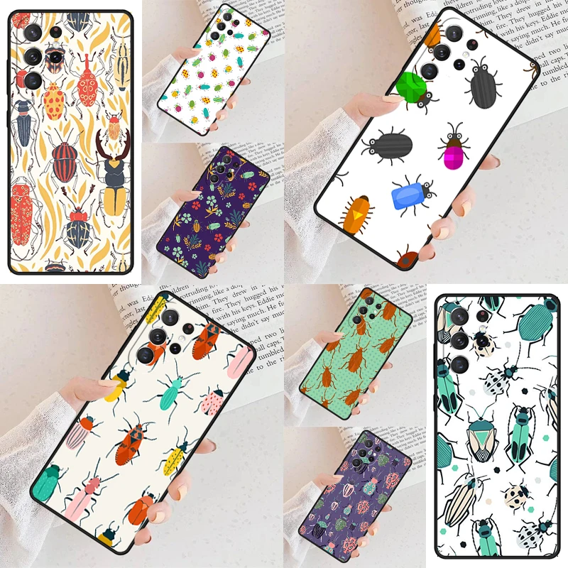 Beetles Insects Entomology Collage Phone Case For Samsung Galaxy S24 S23 S22 S21 Ultra S10 Note 10 Pro S20 Plus FE S9 S8 Cover