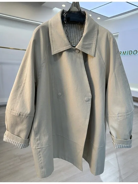 

Мужское пальто-жакет оверсайз с воротником-стойкой, осенне-зимнее, новое, элитное, свободного кроя, средней длины