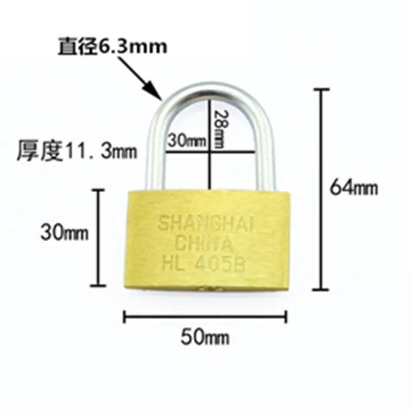 5 PC 50mm padlocks open by same keys Copper locks padlock for drawer luggage case box Hardware