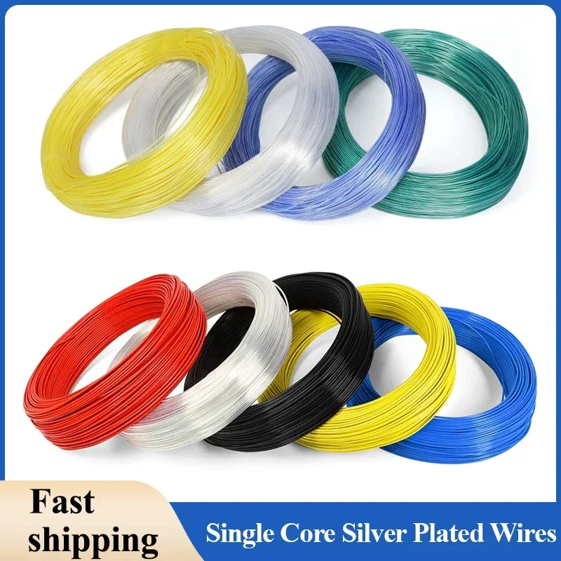 

5m ~ 50m Single Core PTFE/FEP Insulation Silver Plated Wire High Purity OFC Copper Cable DIY HiFi Audio Speaker Headphone Line