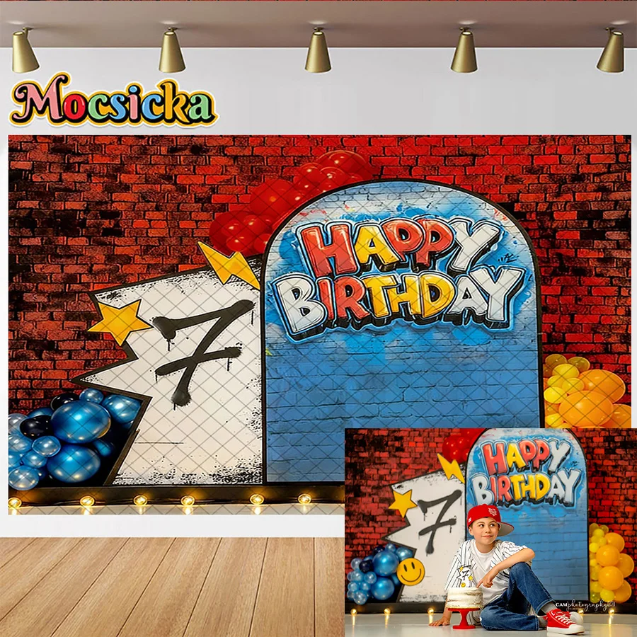 Mocsicka Photography Backdrop Hip-hop Style Individuality Wall Decoration Boys Girls Birthday Party Backgrounds For Photographs