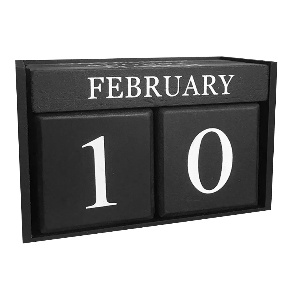 

Wooden Calendar Never Ending Date Blocks Manual Desk Decoration for Home Office Black Retro Style Perpetual Calendar