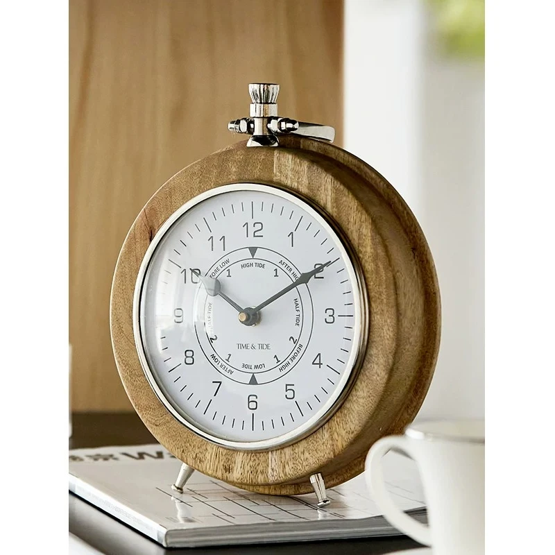 Retro Mango Wood Clock, Handcrafted Dual-purpose Wall & Table Clock, Vintage Silent Timepiece for Living Room & Bedroom Gifts