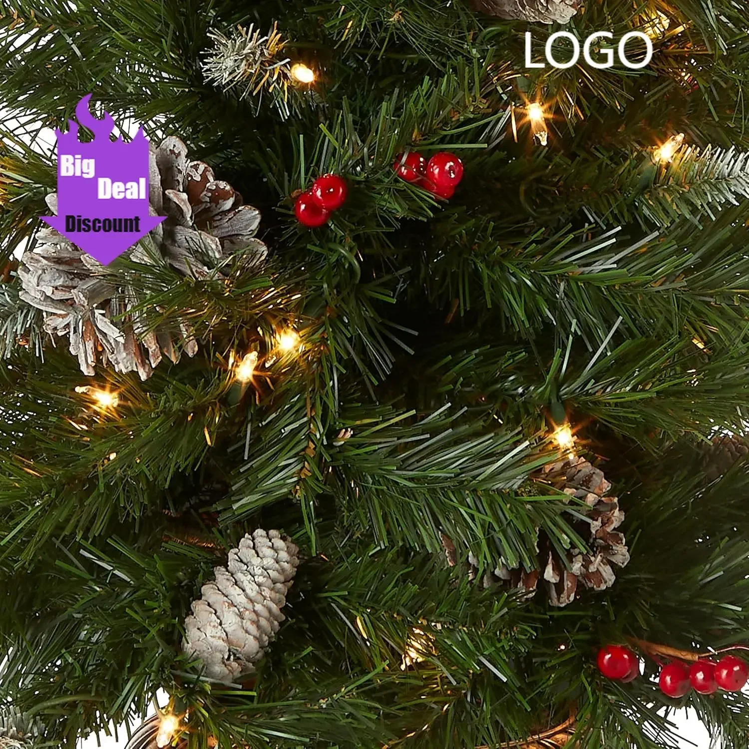 

Горячие продажи! Долговечный предновогодний/рождественский набор из 5 предметов с подсветкой | Набор из 2-х венков и гирлянд для входных групп с белой подсветкой