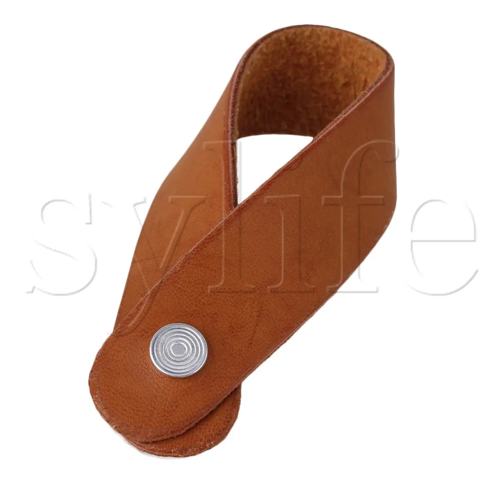 198x20mm Brown Leather Guitar Strap Hook Button for Guitar