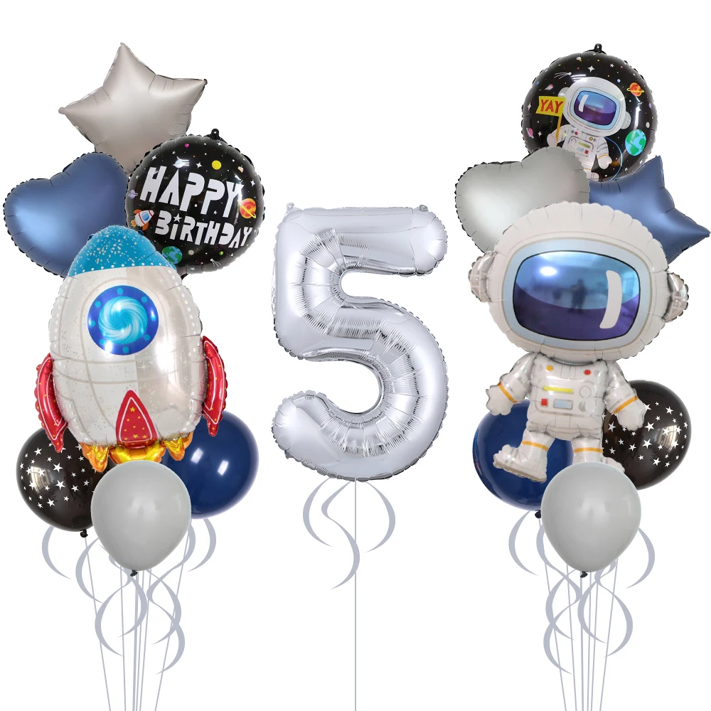 

16pcs Outer Space Theme Party Astronaut Rocket 30inch Number Foil Balloons Set Boy Birthday Party Decorations Kids Baby Shower