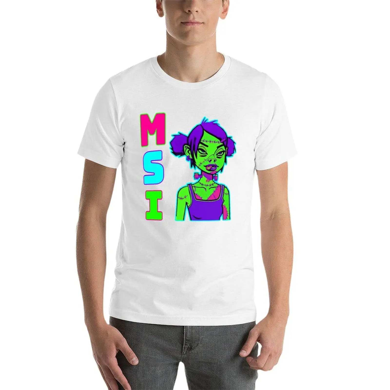 تي شيرت MSI FGWSSS للرجال، تي شيرت أبيض للرجال، تي شيرت #4