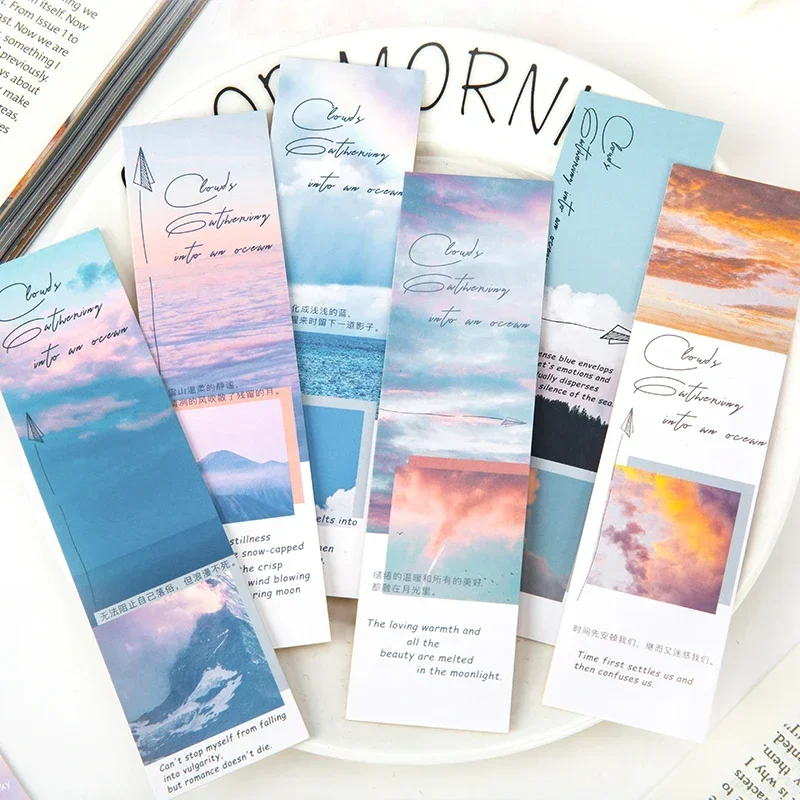 30 sheets Paper bookmarks beautiful scenery clouds sky student pages Bookmark Stationery