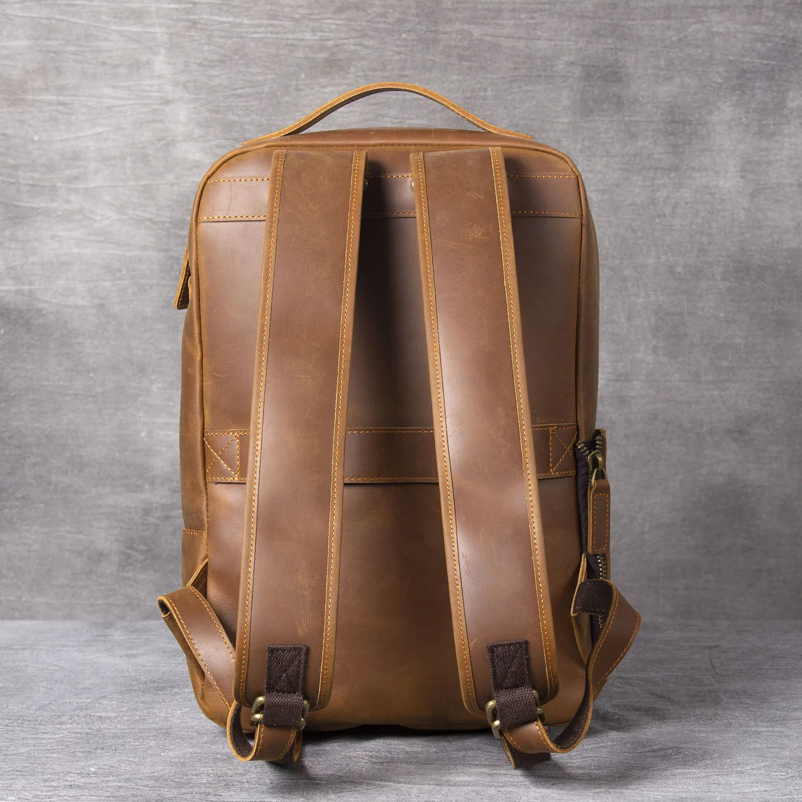 S.WORKER Vintage Echtleder-Rucksack 16“ Laptop-Tasche Crazy-Horse-Leder Schultasche Outdoor-Reise-Weekender-Schultertasche – Detail 19